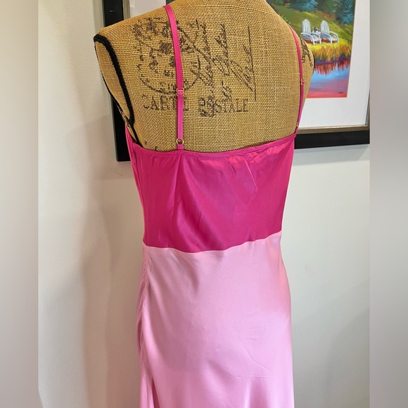 Anthropologie Hutch Satin Maxi Slip Dress NWT Pink and Fuchsia Size Large - Picture 7 of 13